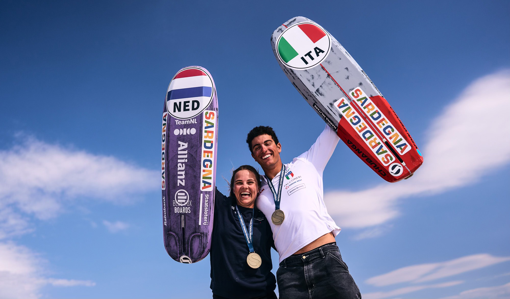 © IWSA media/Robert Hajduk;  2025 world champions Jessie Kampman (NED) & Riccardo Pianosi (ITA)